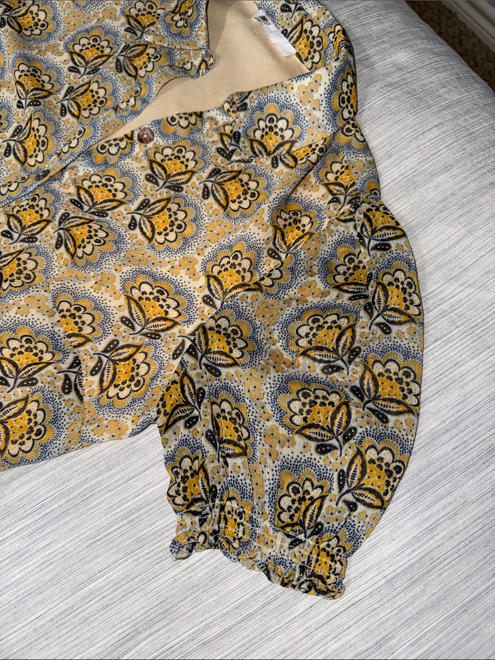 Nordstrom Daniel Rainn DR2 Mustard and Gray Floral Button-Front Maxi Dress - Picture 4 of 12